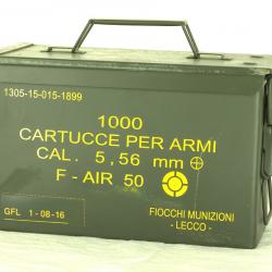 Caisse à Munitions acier d'occasion VIDE - ITALIE F-AIR 50 - 28x18x14 cm