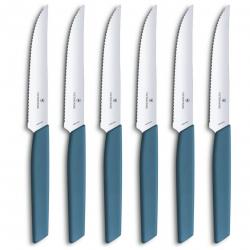 Victorinox 6.9006.12W2 Pack de 6 Couteaux Bleu à Steak à dent Swiss Modern