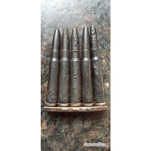 5 cartouches de manipulation plastique noir + lame 1940 Mauser ww2 8x57