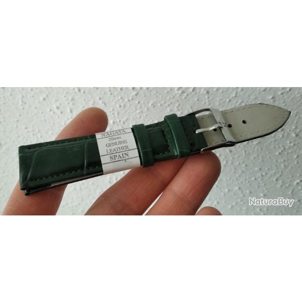 BRACELET EN CUIR VERT FABRIQU EN ESPAGNE 20 MM NEUF