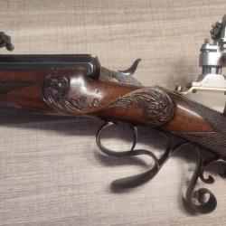 Énorme carabine de précision type suisse cal 22 short signé A Englebert plus de 5kg avec dioptre