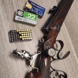 Énorme carabine de précision type suisse cal 22 short signé A Englebert plus de 5kg avec dioptre