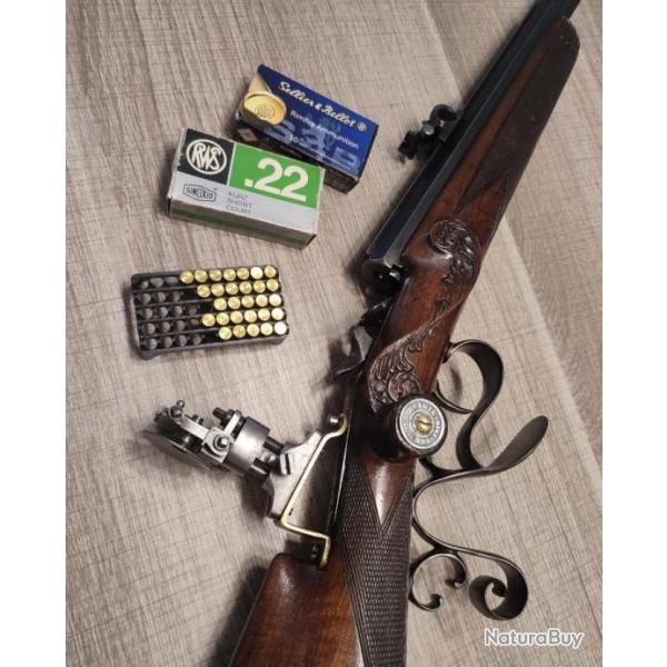 Forte carabine de prcision type suisse calibre 22 short sign A Englebert plus de 5kg avec dioptre