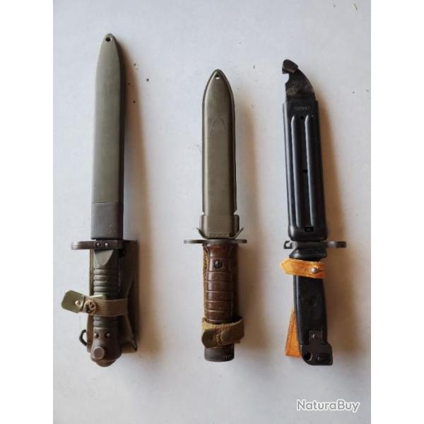 Lot de 3 baonnettes g3 cetme L --ak47/74 --BM59