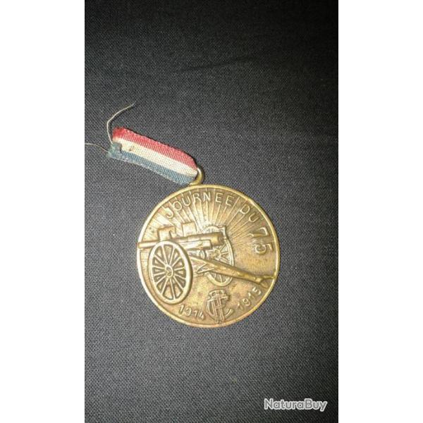 medaille du 75 poilu grande guerre 14 / 18