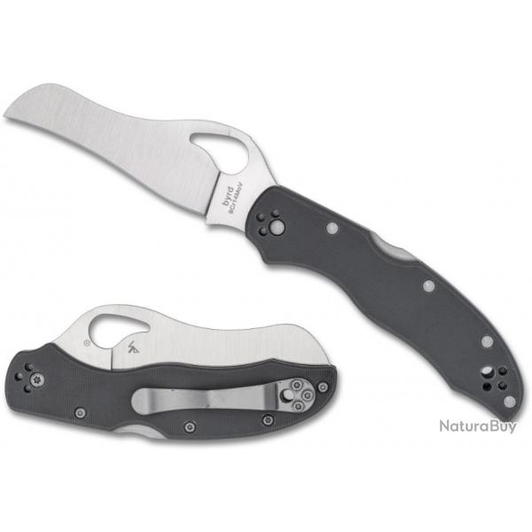 Couteau Spyderco Byrd Gooney Lame Hawkbill/Sheepsfoot Acier 9Cr14MoV Manche G-10 Lockback BY24G