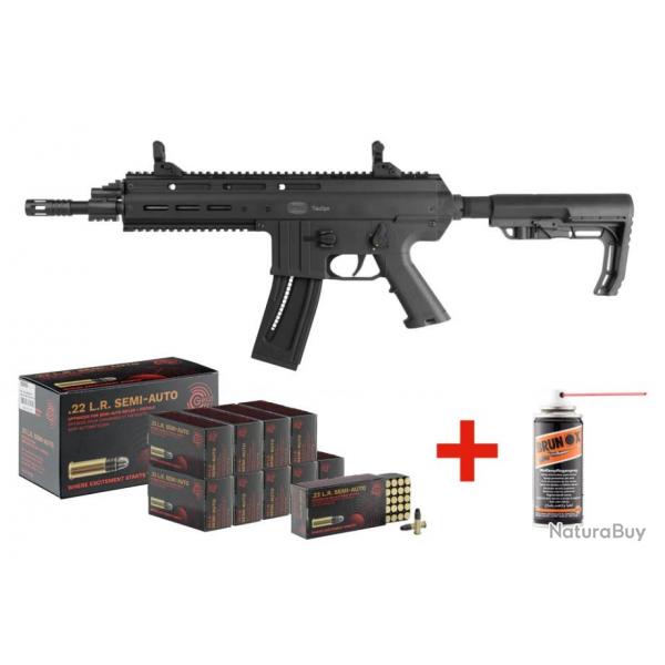 PACK CARABINE MAUSER M15 TAC OP BLACK CAL 22LR + 500 CARTOUCHES GECO + BRUNOX