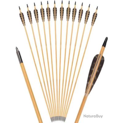 Flèches En Bois Traditionnelles 31,5" - Plumes De Dinde - Fait Main D&A Archery - UK