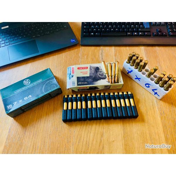 Lot de munitions 7x64 Norma, RWS, S&B, R.P