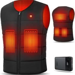 Gilet Chauffant Homme Femme USB avec Batterie Incluse, Veste Chauffante Batterie Incluse