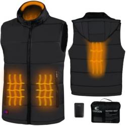 Veste Chauffante avec Banque d'alimentation 10000mAh 7.4V, 3 Températures Réglables Noir