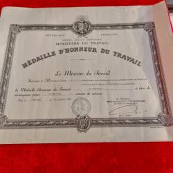 Diplôme médaille du travail argent Roger Lepy