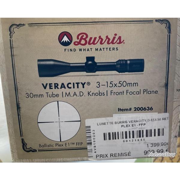 Lunette Burris veracity 3x15x50mm