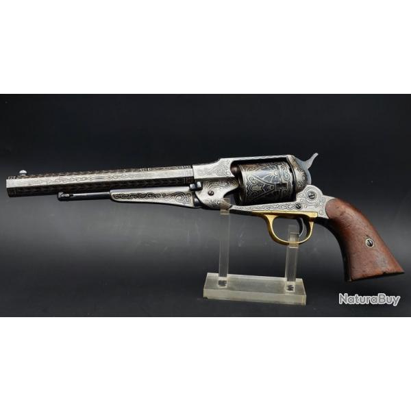 REVOLVER CIVIL WAR REMINGTON 1858 NEW MODEL 1863 CONVERSSION CALIBRE 46 RF GRAVURES MEXIQUE - USA XI