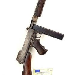 WW2 PISTOLET MITRAILLEUR THOMPSON MODELE 1928 A1 NEUTRALISATION UE 2018 CULASSE FIXE Très bon  2eme 