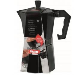 Cafetière à Expresso Noire - 12 Tasses - 600 ml - Aluminium Noir Mat