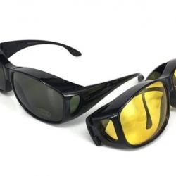 Lot de 2 Paires de Surlunettes Jour et Nuit - Protection Anti-UV Lunette de soleil/vision nocturne