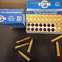 32 cartouches PPU et Hornady calibre 45-70 Govt