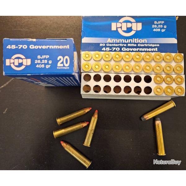 32 cartouches PPU et Hornady calibre 45-70 Govt