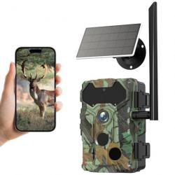 Caméra de Chasse Extérieure Solaire 4G Bluetooth Capteur Infrarouge 32 MP Détection PIR Etanche IP66