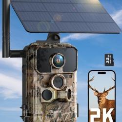 4G LTE Caméra de Chasse Solaire Connectée Téléphone avec Diffusion en Direct Vidéo 2K Étanche IP66