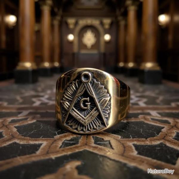 Chevalire Laiton Blason Sceau Maonnique - Masonic Ring Bague Franc-Maconnerie Arborez un symbole i