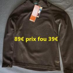 SWEAT  MICRO POLAIRE  TECHNOWARM  MICROFLEECE   "LE CHAMEAU"   ASTURIA  CHOCOLAT  T  S