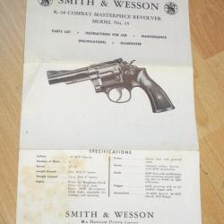 notice origine revolver SMITH & WESSON MOD 15 - VENDU PAR JEPERCUTE (a7419)