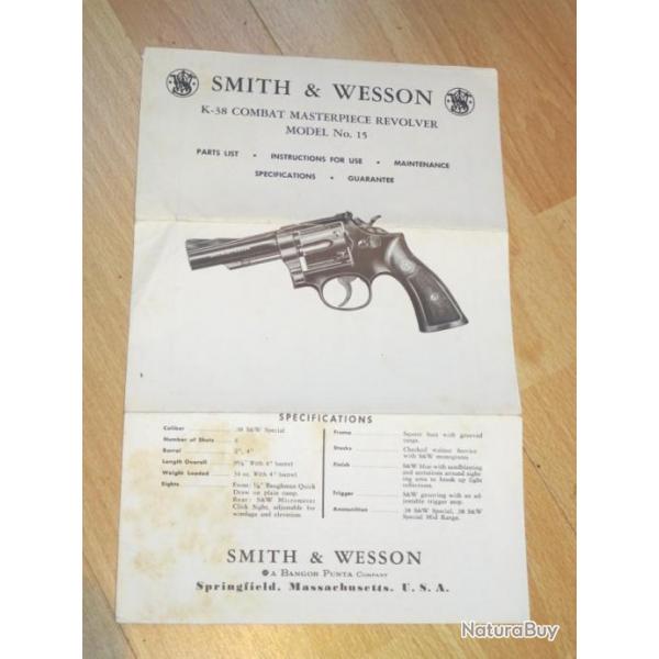 notice origine revolver SMITH & WESSON MOD 15 - VENDU PAR JEPERCUTE (a7419)