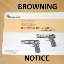 notice pistolet BROWNING GP SPORT / BROWNING GP VIGILANTE en FRANCAIS - VENDU PAR JEPERCUTE (a7423)