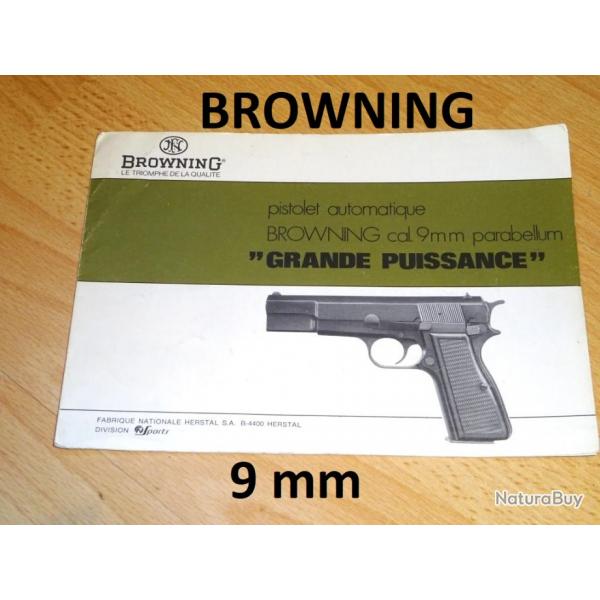 notice en FRANCAIS pistolet BROWNING GRANDE PUISSANCE 9mm PARABELLUM - VENDU PAR JEPERCUTE (a7422)