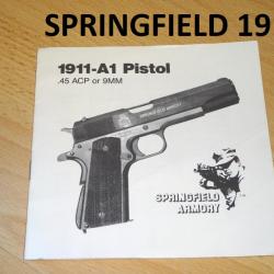 notice origine pistolet SPRINGFIELD 1911 A1 - VENDU PAR JEPERCUTE (a7415)