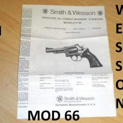 copie notice origine revolver SMITH & WESSON 66 en FRANCAIS - VENDU PAR JEPERCUTE (a7420)