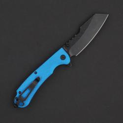 Couteau Daggerr Rhino Blue Lame Acier 8Cr14MoV Black Manche G10 Bleu Liner Lock Clip DGRRNFBLBW