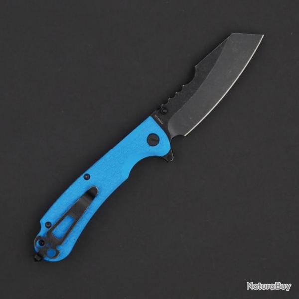 Couteau Daggerr Rhino Blue Lame Acier 8Cr14MoV Black Manche G10 Bleu Liner Lock Clip DGRRNFBLBW