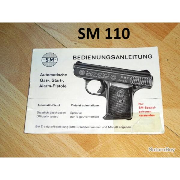 notice origine pistolet SM 110 SM110 en FRANCAIS - VENDU PAR JEPERCUTE (a74253)