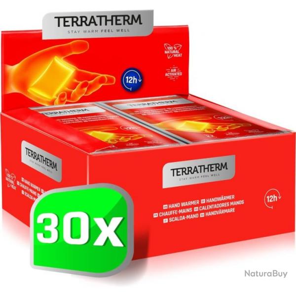 TerraTherm Chauffe-Mains 30 Paires, 12H de Chaleur Naturelle, Chauffe-Mains Activ par l'Air