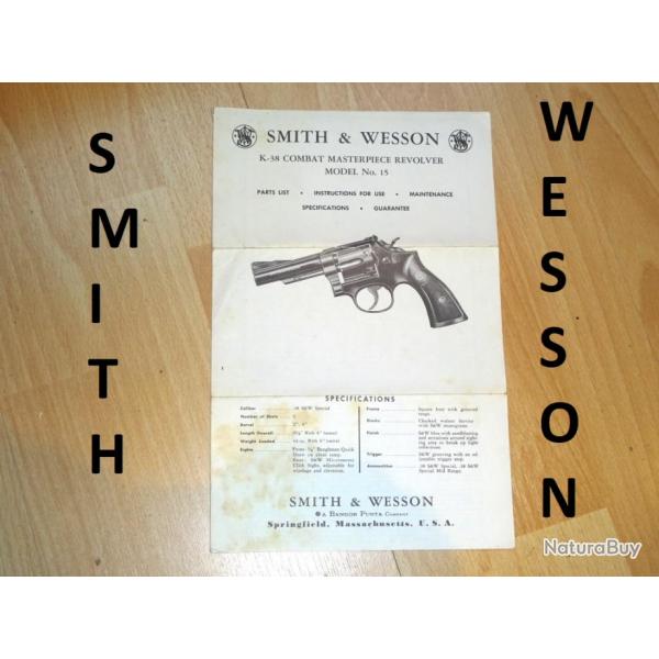 notice origine revolver SMITH & WASSON 15 - VENDU PAR JEPERCUTE (a74255)