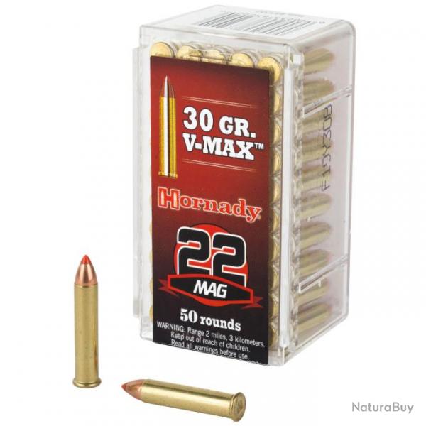 BOITE DE 50 CARTOUCHES HORNADY V-MAX CAL.22 MAGNUM 30 GR