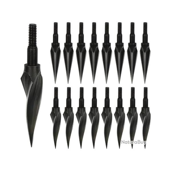 Lot de 16 Pointes de Flches de Chasse 125 Grains pour Arbalte, Arc Classique et Arc  Poulies