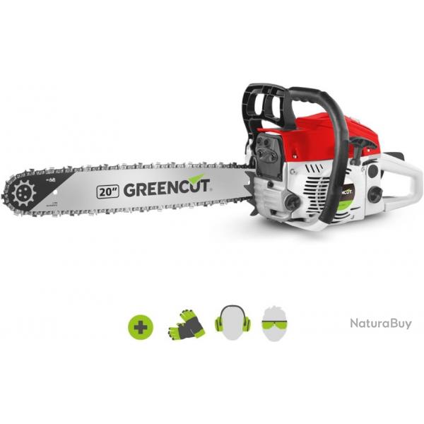 GREENCUT GS620X Trononneuse  Essence 62cc 3,8hp, Lame 20", Easy-Start, Anti-Vibration