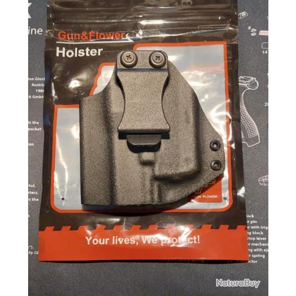 Holster glock 17, 19 ,45  compatible TLR6 streamlight et point rouge, droitier et gaucher