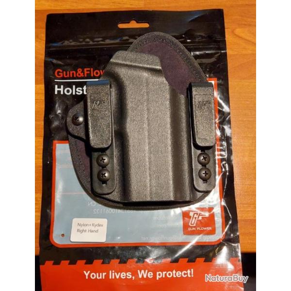 Holster glock 17, 19 ,45...  compatible  point rouge et vise haute (RDS)