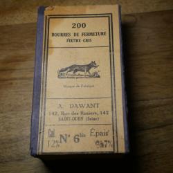 Boite de 200 bourres de fermeture en feutre cal 12mm A. DAWANT