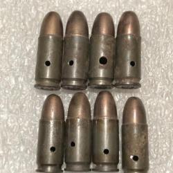 Cartouche 9 mm française, étui fer kaki neutralisée (M 9.ITA)