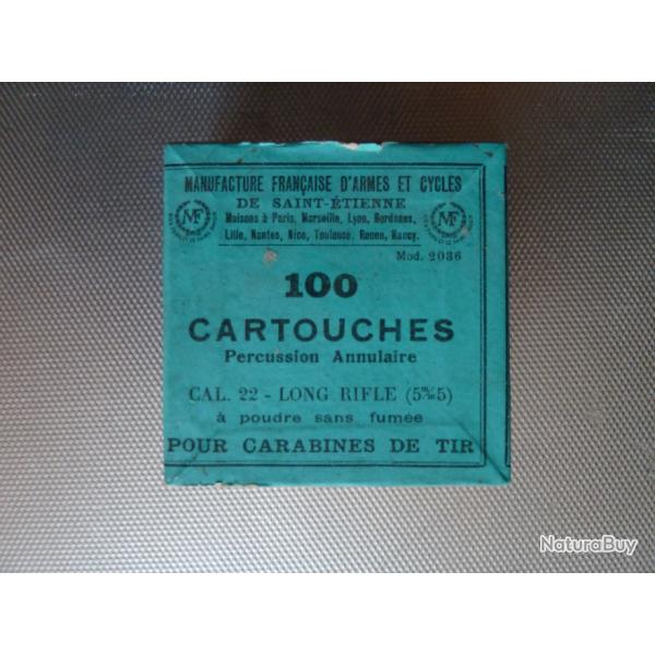 Boite de 100 cartouches 22  Manufacture Franaise  de Saint Etienne