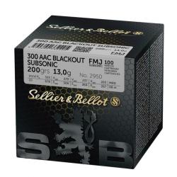 BOITE DE 100 CARTOUCHES SELLIER BELLOT CAL.300AAC BLACKOUT SUBSONIQUE 200GR FMJ