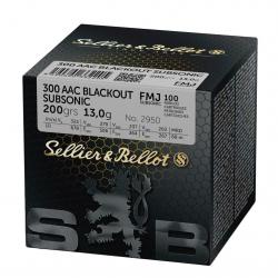 BOITE DE 100 CARTOUCHES SELLIER BELLOT CAL.300AAC BLACKOUT SUBSONIQUE 200GR FMJ