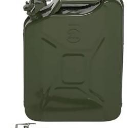 Jerrican en Métal et Plastique 20L - Vert Armée - Robuste et Durable pour Stockage de Liquides