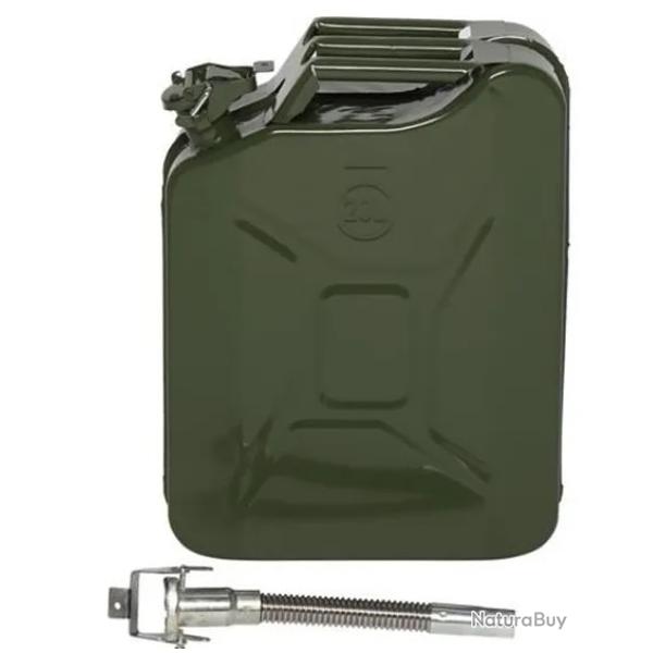 Jerrican en Mtal et Plastique 20L - Vert Arme - Robuste et Durable pour Stockage de Liquides